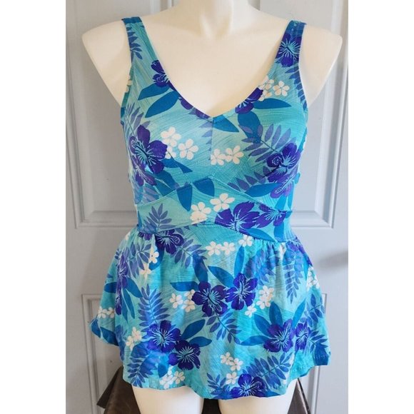 Maxine Of Hollywood | Swim | Maxine Of Hollywood Blue Floral One Piece Swimsuit Womens 22 Slimming 65fcd8cef625337a40d6757a - View #3